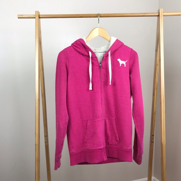 PINK Victoria's Secret Tops - Pink VS • Zip Up Hoodie Faux Fur Size Medium